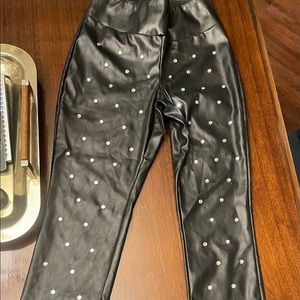 Calzedonia faux leather pants with faux diamond accents
